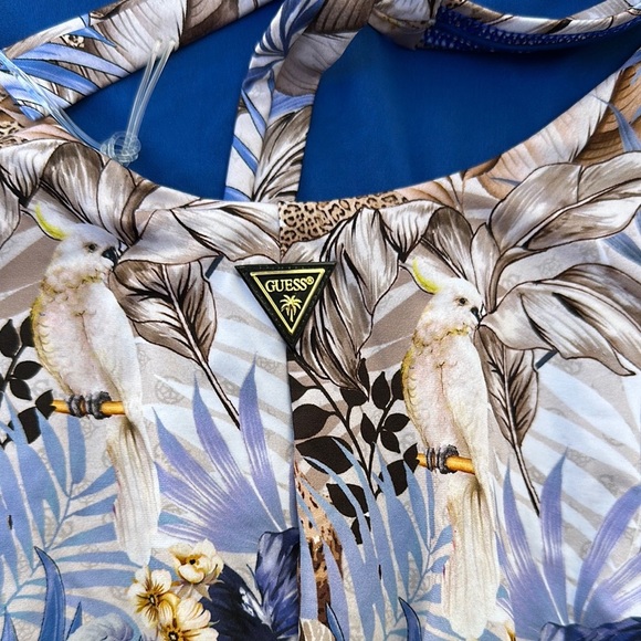 New Guess Blue and White One Piece Swimsuit with Sweetheart Neckline - Picture 7 of 7